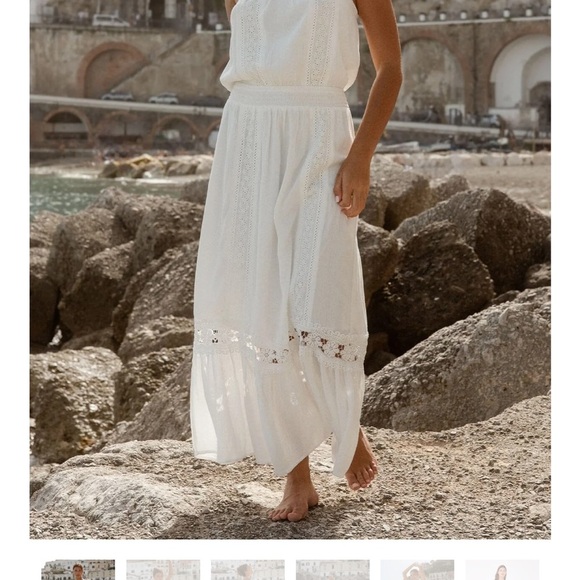 Brand New With Tags! Love Stitch White Halter Sundress Resort Wear - Picture 6 of 7